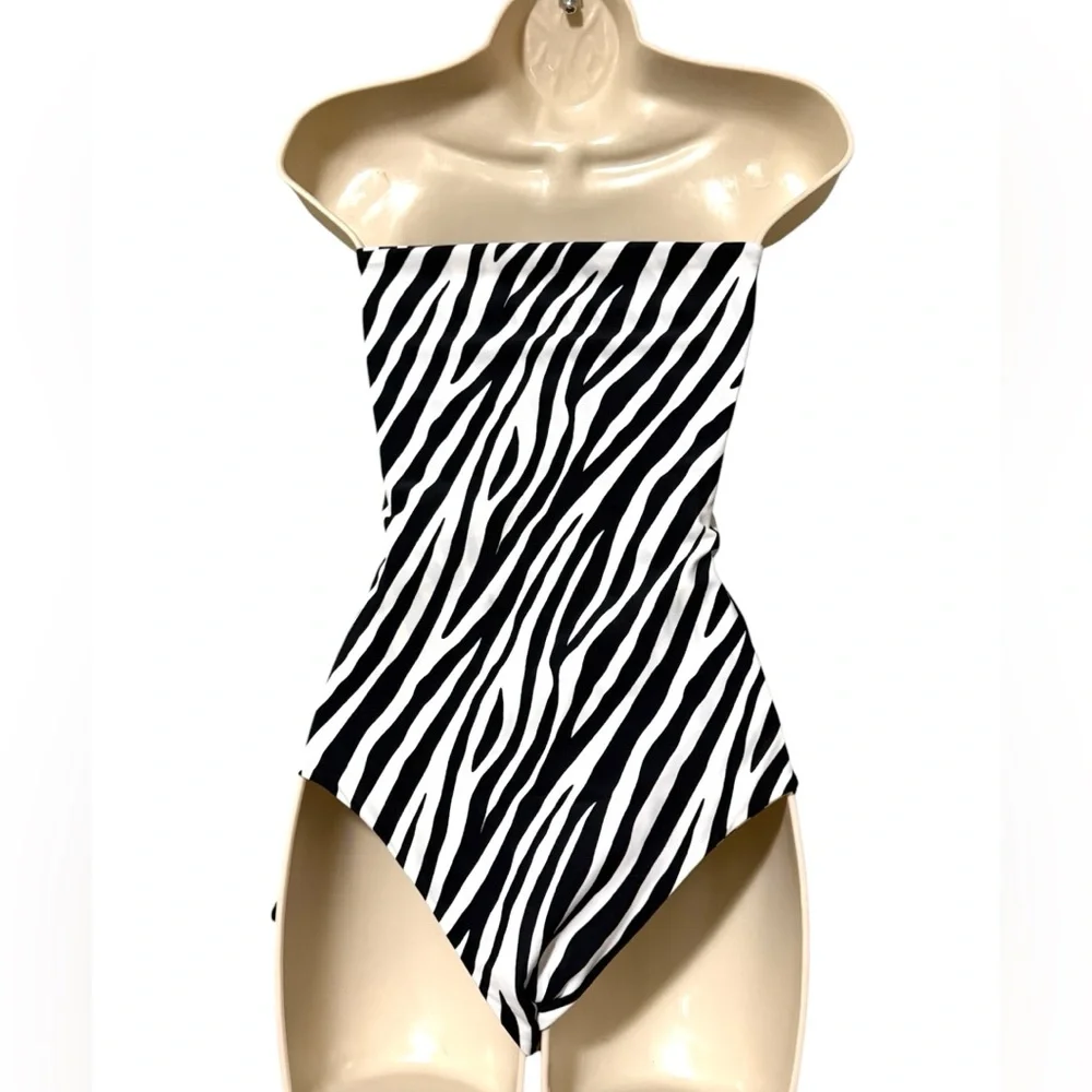 AEXAE Australia Zebra Strapless High Cut Swimsuit Large New - Picture 5 of 7